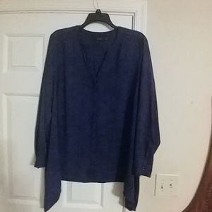 Royal blue/purple and black tunic dress shirt